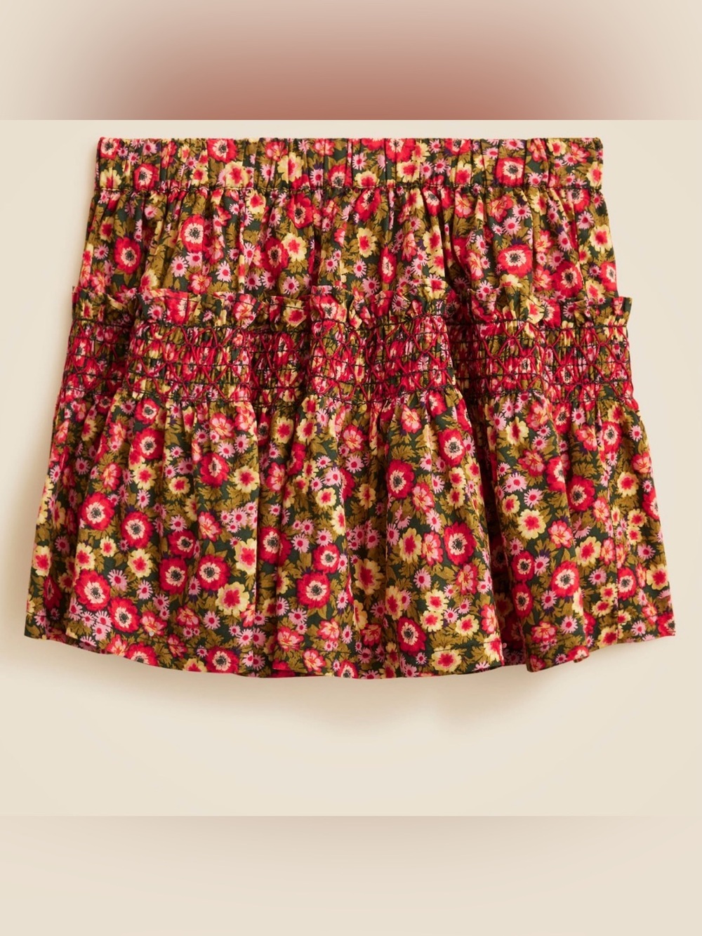Girls' smocked skirt in floral print